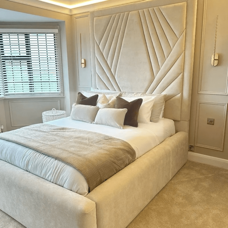 Skye Winged Tall Headbaord Bed - Esme Furnishings