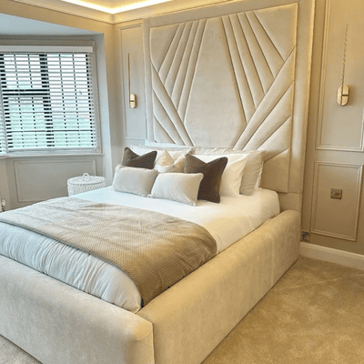 Skye Winged Tall Headbaord Bed - Esme Furnishings