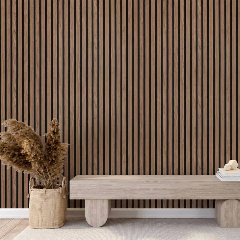 Acoustic Extra Large XL Slatted Wall Panels Walnut Pack Of x3 280 x 60cm