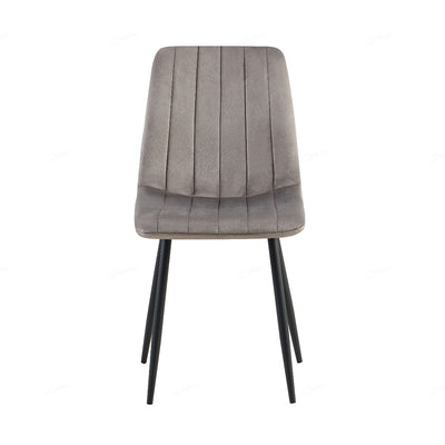 Teora Grey Velvet Dining Chairs With Black Metal Base - Pairs -