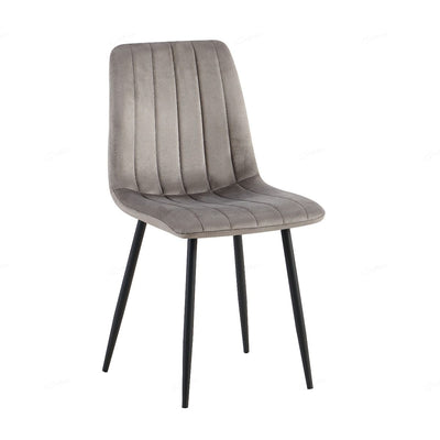 Teora Grey Velvet Dining Chairs With Black Metal Base - Pairs -