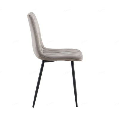 Teora Grey Velvet Dining Chairs With Black Metal Base - Pairs -