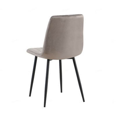 Teora Grey Velvet Dining Chairs With Black Metal Base - Pairs -