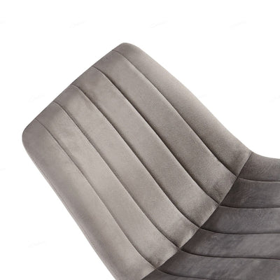 Teora Grey Velvet Dining Chairs With Black Metal Base - Pairs -