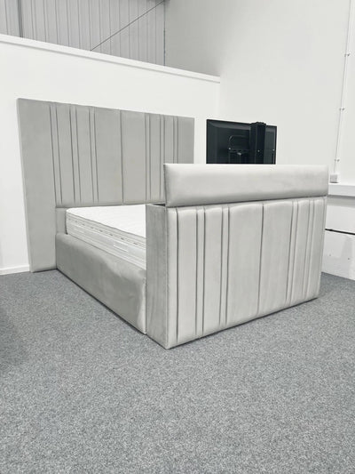 The Nevada Tall Panel Bespoke TV Bed in Luxury Velvet - Esme Furnishings