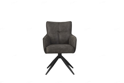 Vianni Vintage Suede Swivel Dining Chairs With Black Metal Base - Pairs - 2 Colours