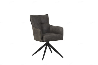 Vianni Vintage Suede Swivel Dining Chairs With Black Metal Base - Pairs - 2 Colours