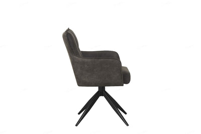 Vianni Vintage Suede Swivel Dining Chairs With Black Metal Base - Pairs - 2 Colours