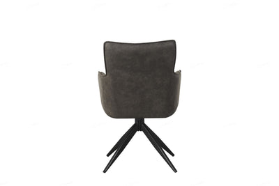 Vianni Vintage Suede Swivel Dining Chairs With Black Metal Base - Pairs - 2 Colours