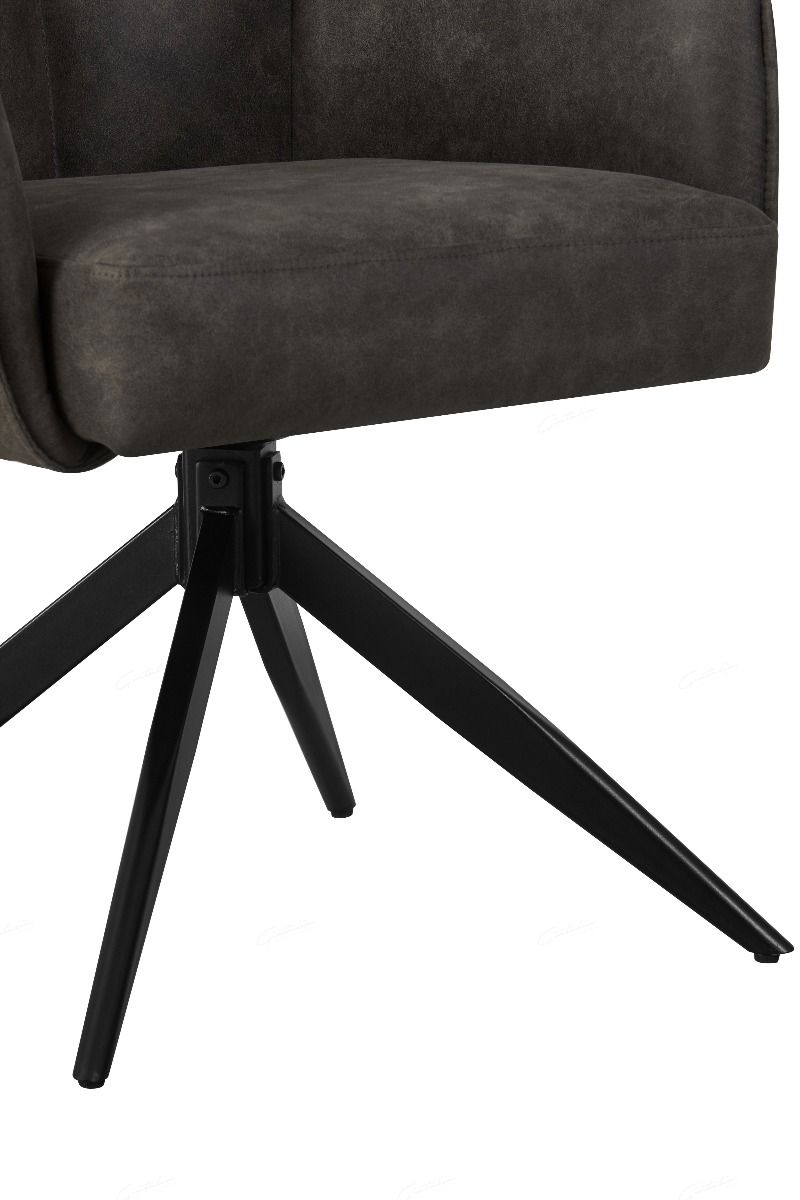 Vianni Vintage Suede Swivel Dining Chairs With Black Metal Base - Pairs - 2 Colours