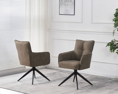 Vianni Vintage Suede Swivel Dining Chairs With Black Metal Base - Pairs - 2 Colours