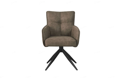 Vianni Vintage Suede Swivel Dining Chairs With Black Metal Base - Pairs - 2 Colours