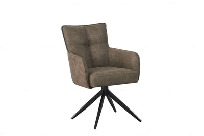 Vianni Vintage Suede Swivel Dining Chairs With Black Metal Base - Pairs - 2 Colours