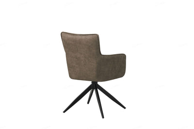 Vianni Vintage Suede Swivel Dining Chairs With Black Metal Base - Pairs - 2 Colours