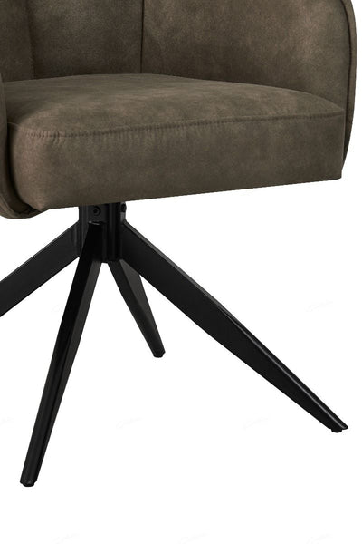 Vianni Vintage Suede Swivel Dining Chairs With Black Metal Base - Pairs - 2 Colours