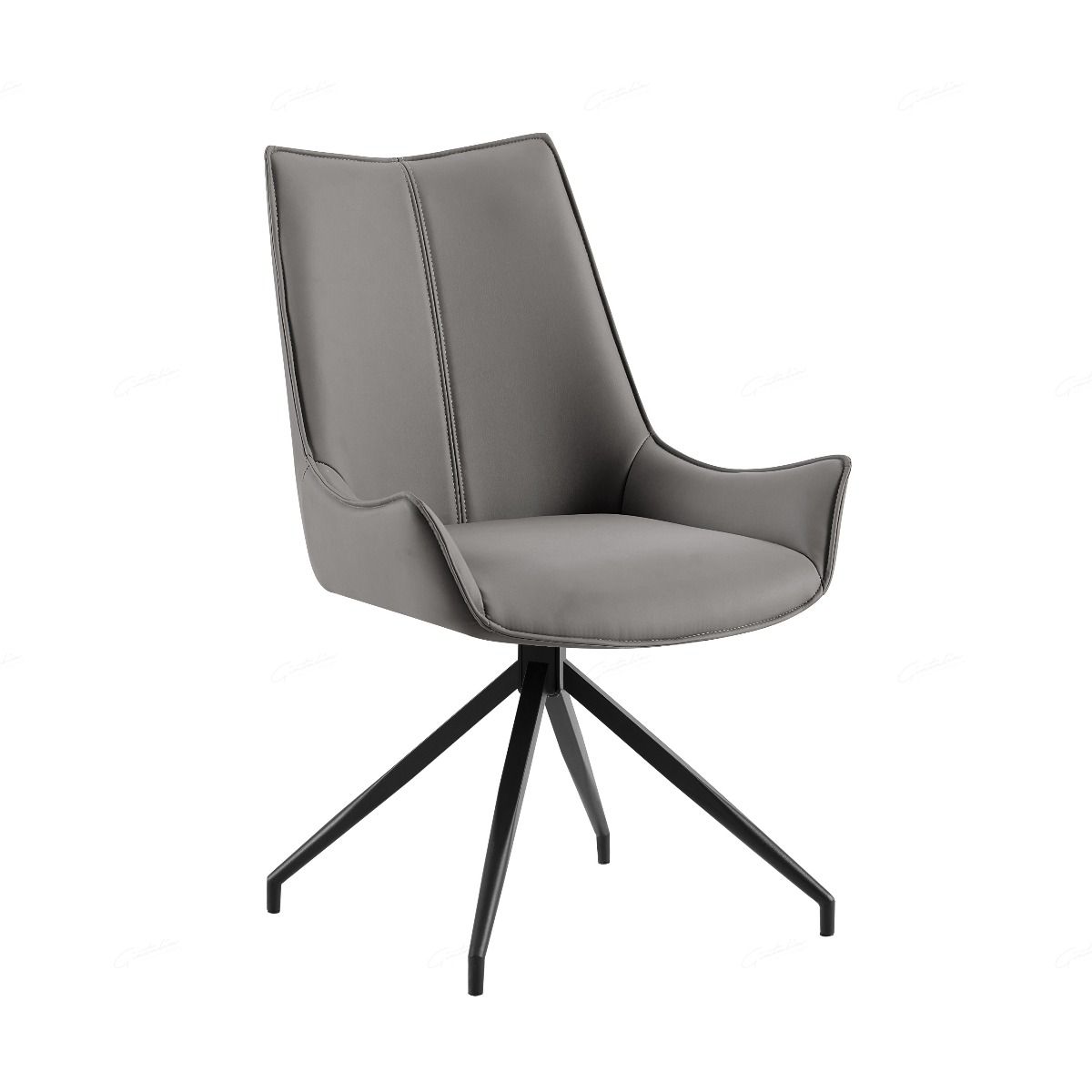 Zenith PU Leather Swivel Dining Chairs With Black Metal Base - Pairs - 2 Colours
