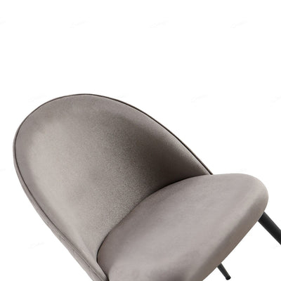Zita Grey Velvet Quilted Back Dining Chairs With Black Metal Base - Pairs - Esme Furnishings