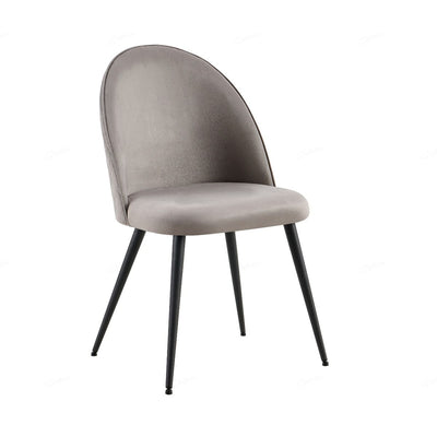 Zita Grey Velvet Quilted Back Dining Chairs With Black Metal Base - Pairs - Esme Furnishings