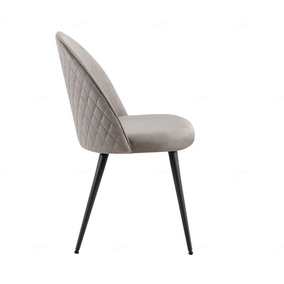 Zita Grey Velvet Quilted Back Dining Chairs With Black Metal Base - Pairs - Esme Furnishings