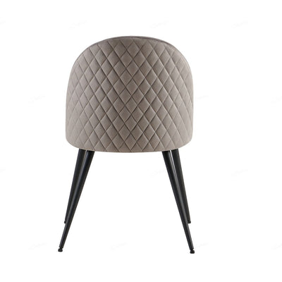 Zita Grey Velvet Quilted Back Dining Chairs With Black Metal Base - Pairs - Esme Furnishings