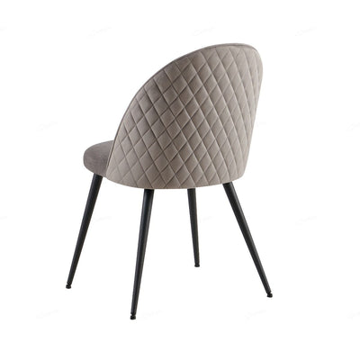 Zita Grey Velvet Quilted Back Dining Chairs With Black Metal Base - Pairs - Esme Furnishings