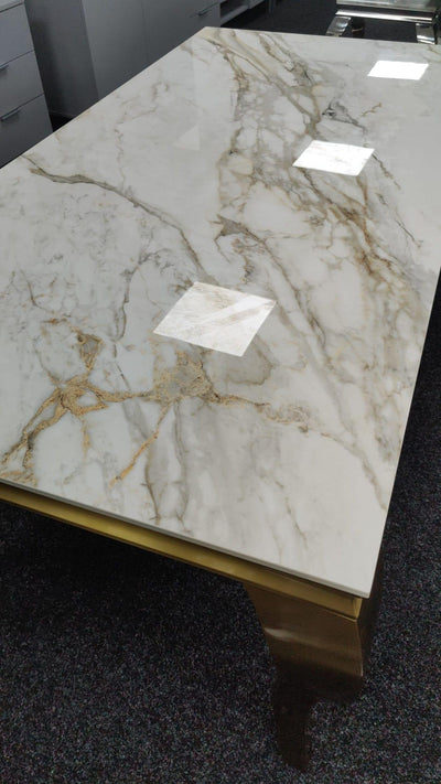 Mayfair 180cm Marble & Gold Dining Table 4 Colours-Esme Furnishings