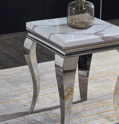 Louis White Marble Lamp Table-Esme Furnishings