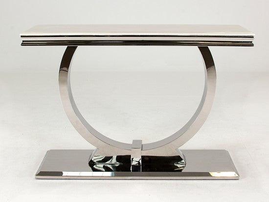 Arianna 120cm Cream Marble Console Table-Esme Furnishings