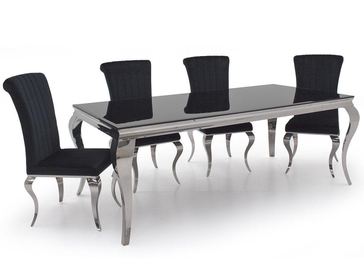 Louis Black Glass 200cm Dining Table Only-Esme Furnishings