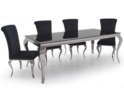 Louis Black Glass 200cm Dining Table Only-Esme Furnishings