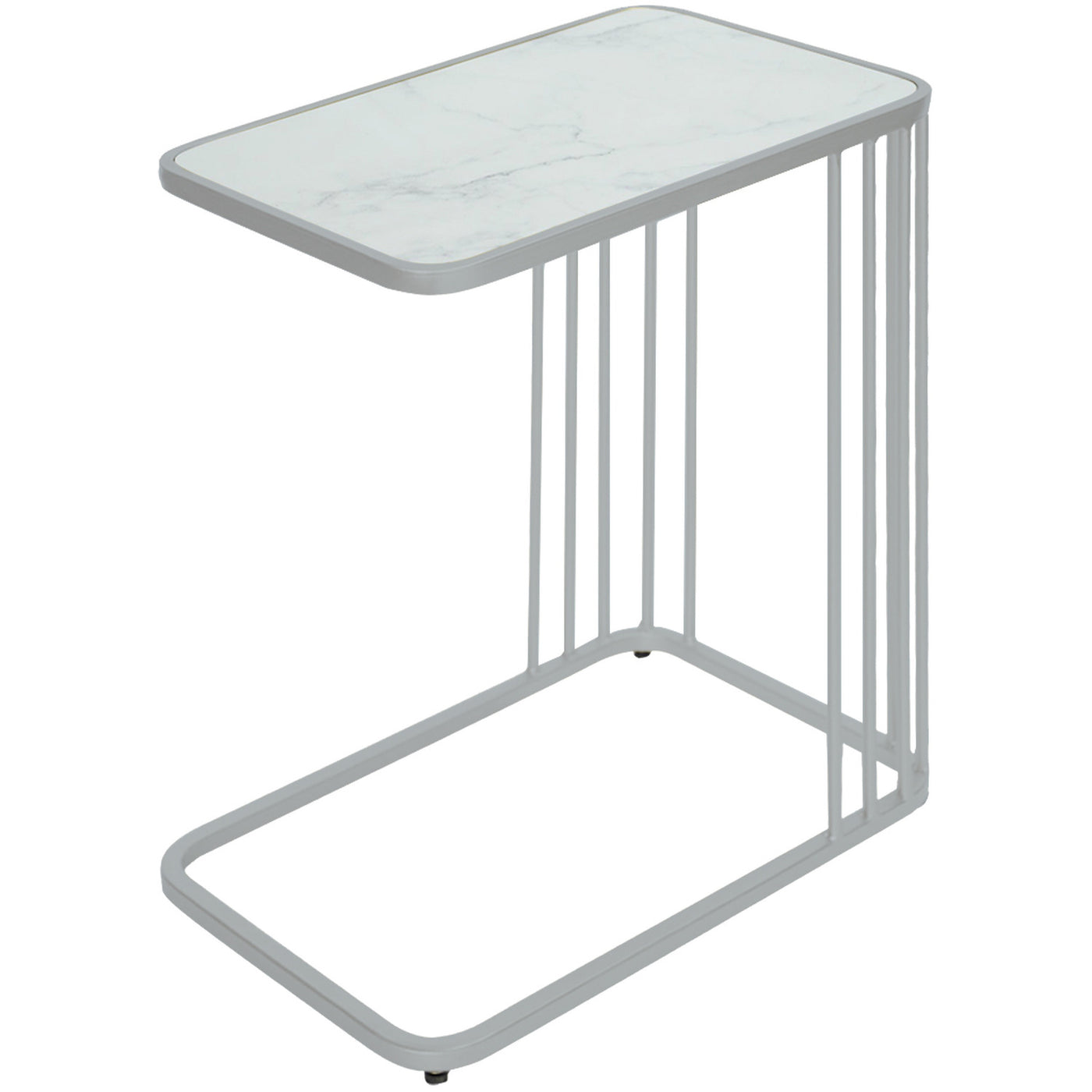 Como White Marble Effect Top Metal Side Sofa End Table-Esme Furnishings