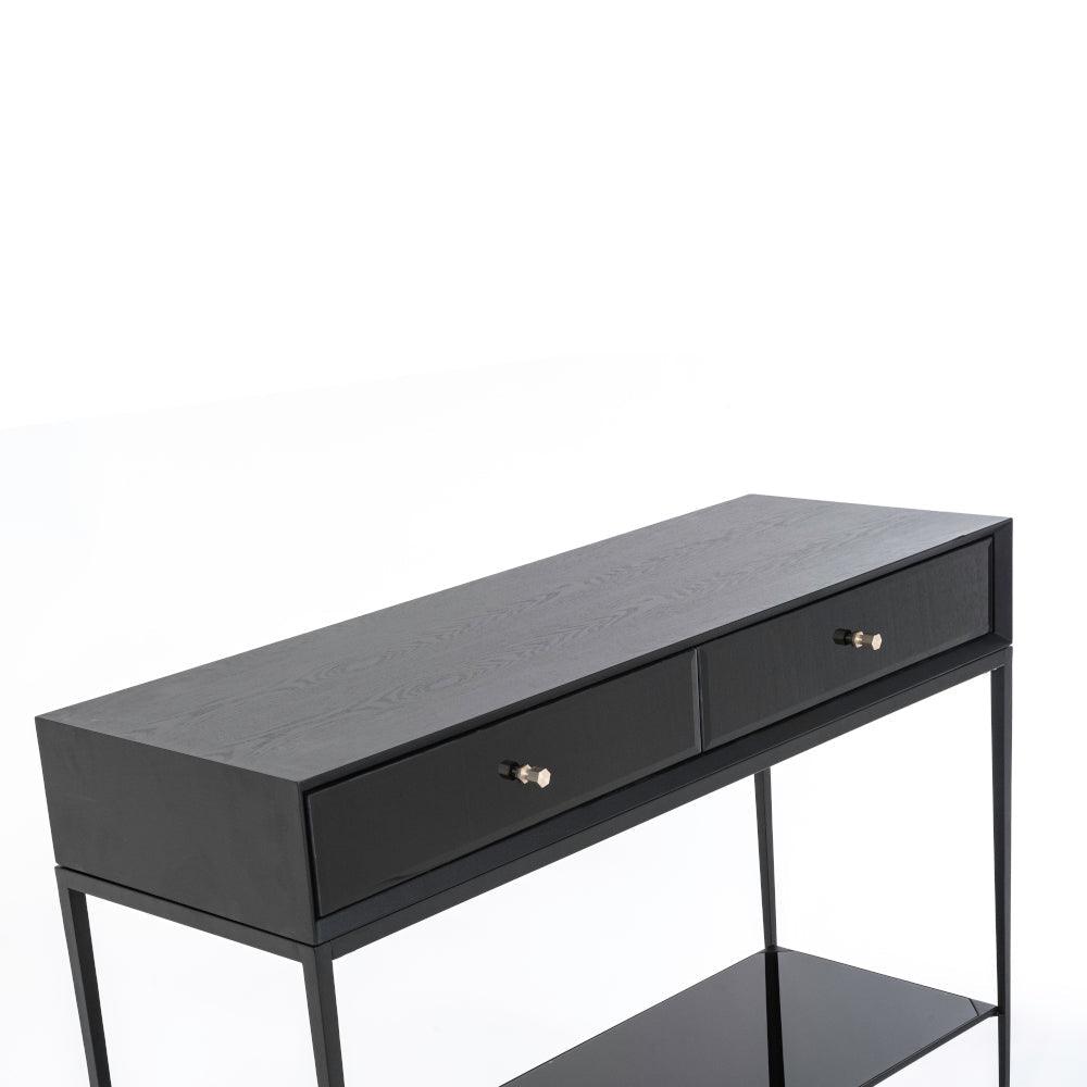 RV Astley Finola Console Table Black Brass Handles-Esme Furnishings