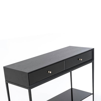 RV Astley Finola Console Table Black Brass Handles-Esme Furnishings