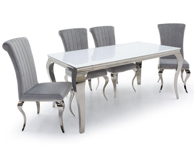 Louis 200cm White Glass Dining Table Only-Esme Furnishings