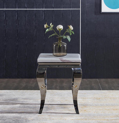 Louis White Marble Lamp Table-Esme Furnishings