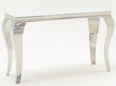 Louis 120cm White Tempered Glass Console Table-Esme Furnishings