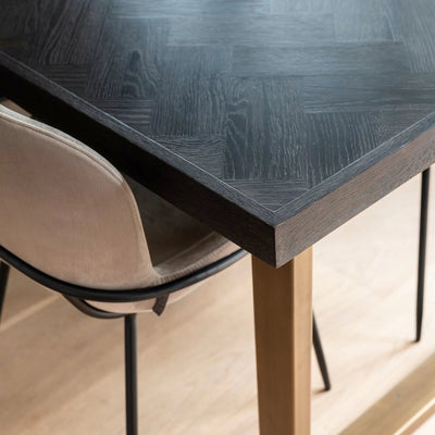 Blackbone Black Oak and Brass Dining Table - 220cm-Belmont Interiors