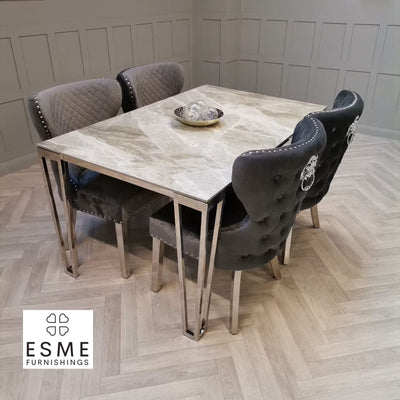 Barcelona 150cm Ceramic Marble Dining Table + Valente Dining Chairs-Esme Furnishings