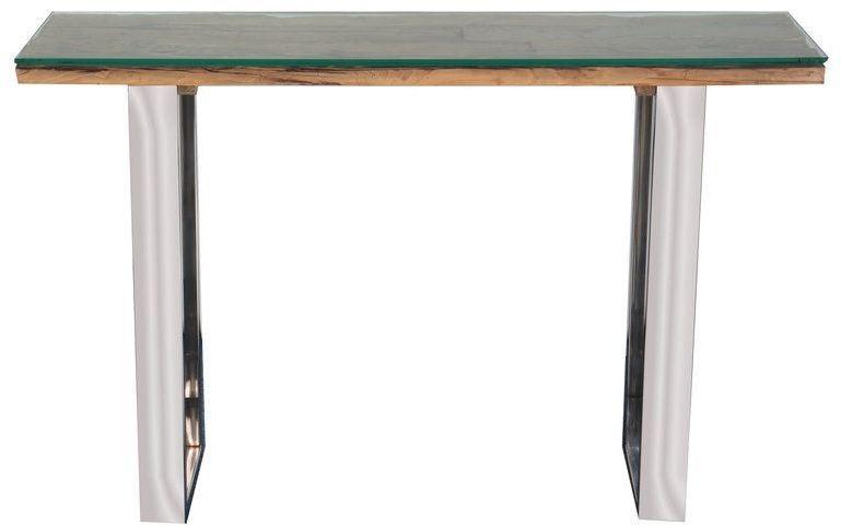 Railway Sleeper Reclaimed Wood Industrial Glass Top Console Hall Table ...