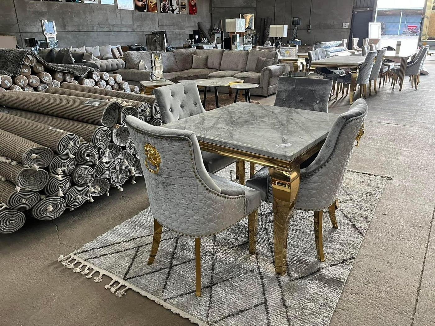 Louis 200cm Marble & GOLD Legs Dining Table - 4 Colours