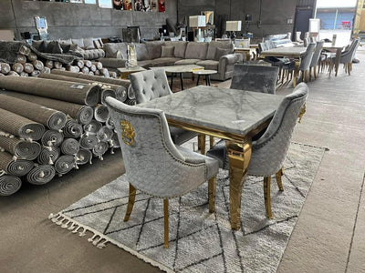 Louis 200cm Marble & GOLD Legs Dining Table - 4 Colours
