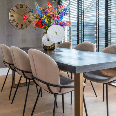 Blackbone Black Oak and Brass Dining Table - 220cm-Belmont Interiors