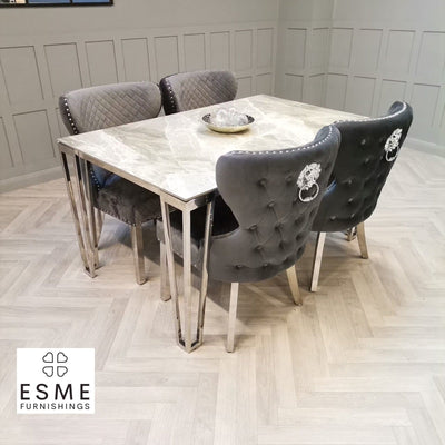 Barcelona 150cm Ceramic Marble Dining Table + Valente Dining Chairs-Esme Furnishings