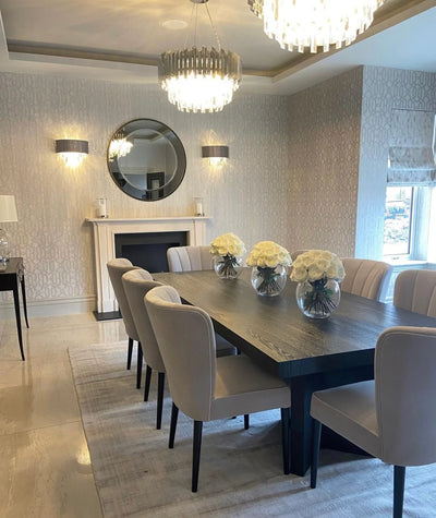 Sorrento Modern Design 10-Seater Dining Table in Textured Dark Oak Veneer-Esme Furnishings
