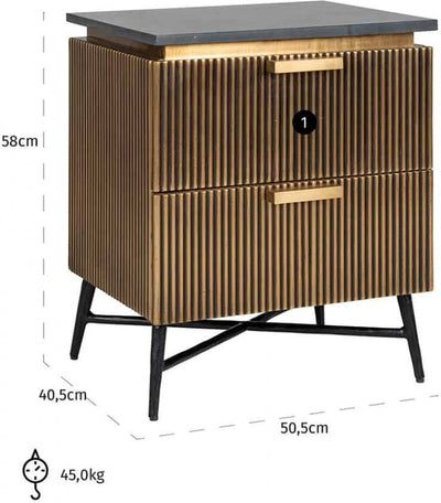 Richmond Ironville Golden 2 Drawer Bedside Cabinet-Belmont Interiors