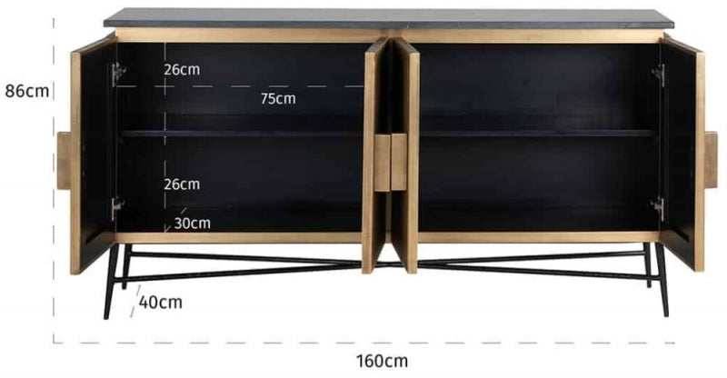Richmond Ironville Golden 4 Door Sideboard-Belmont Interiors