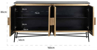 Richmond Ironville Golden 4 Door Sideboard-Belmont Interiors