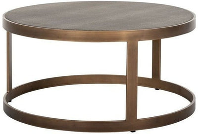 Bloomingville Shagreen Faux Leather Top Round Coffee Table (Set of 2)-Belmont Interiors