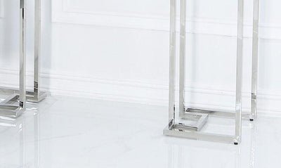 Mirado Chrome Glass & Stainless Steel Console Hall Table-Esme Furnishings