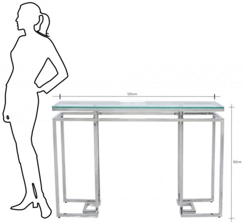 Mirado Chrome Glass & Stainless Steel Console Hall Table-Esme Furnishings